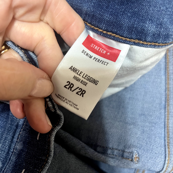 Express Size 2R Women's Jeans Denim Polka Dot Ankle Legging High-Rise Skinny - Picture 8 of 8